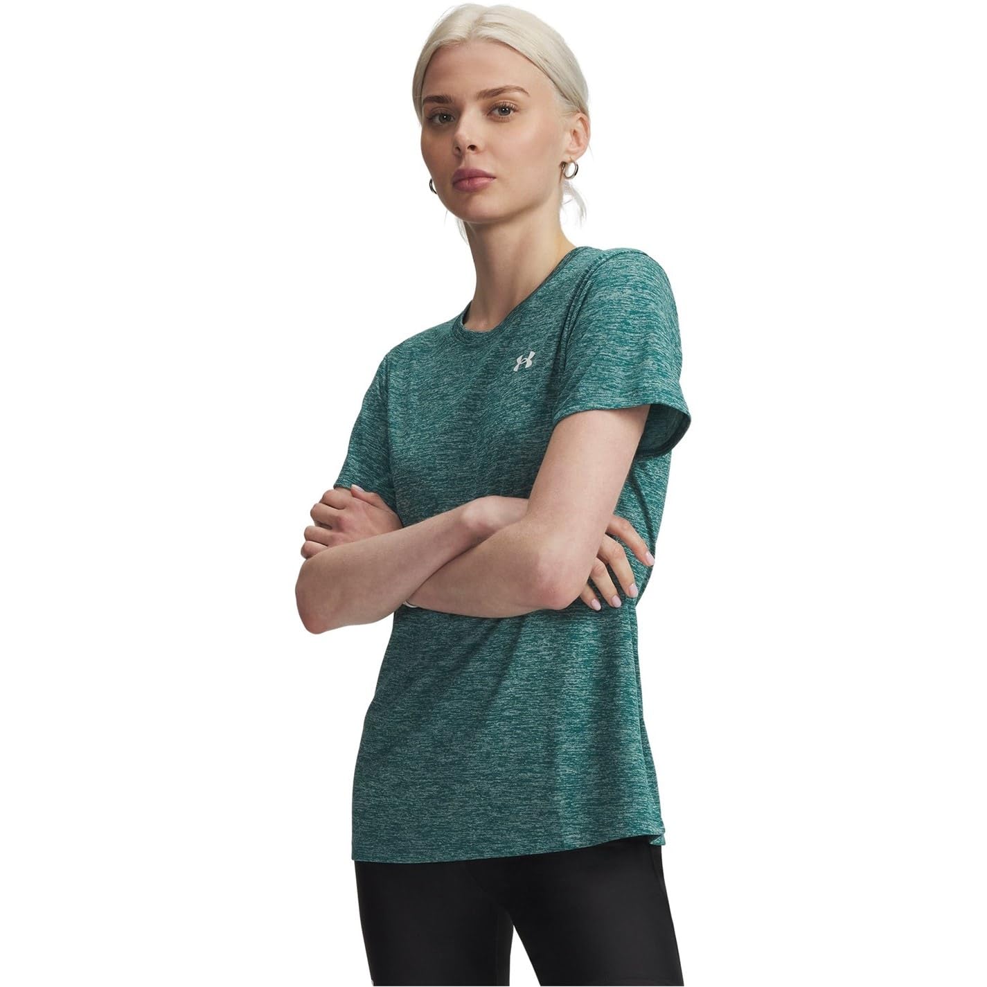 Under Armour Women's Tech Twist Short Sleeve Crew, (338) Rack Green / / White, X-Large Image