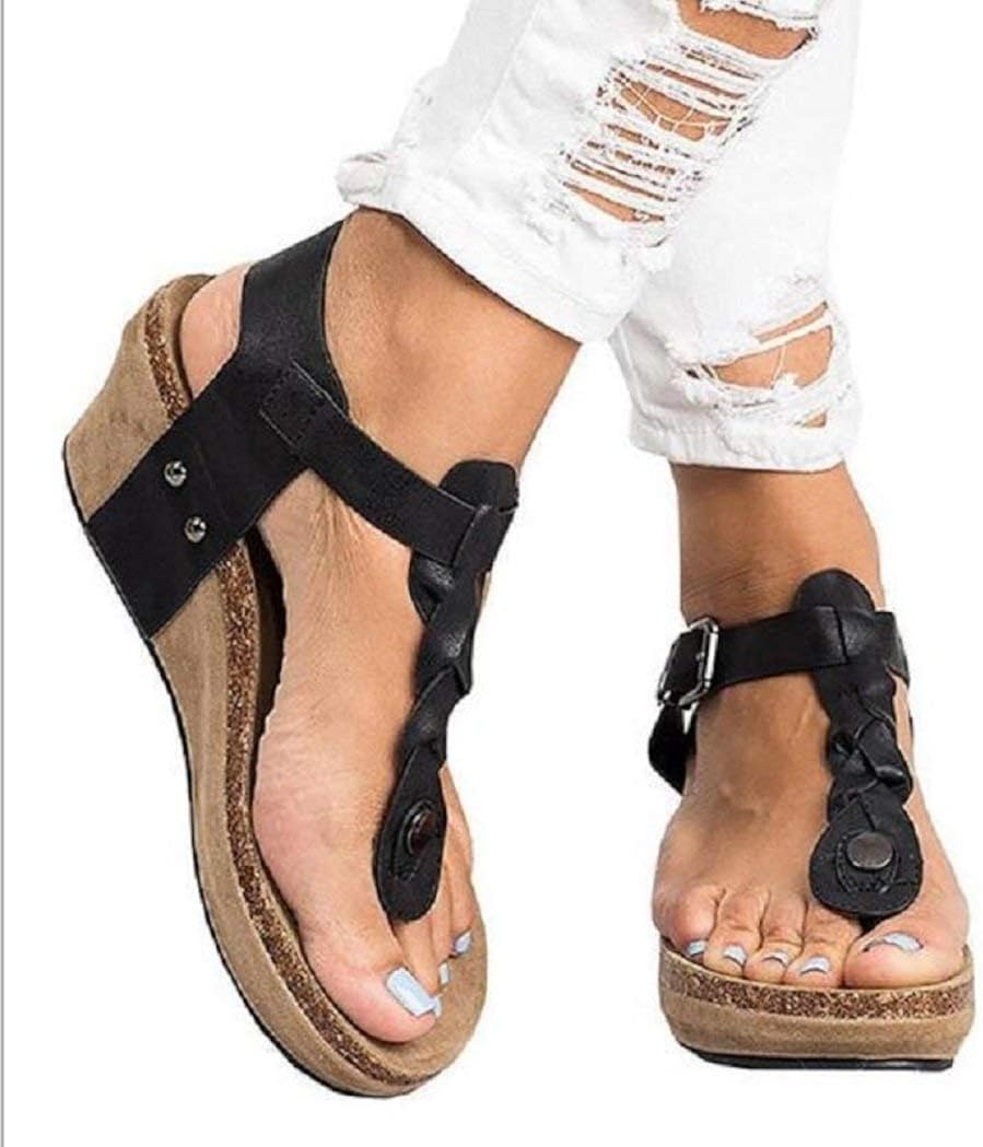 thong wedge sandals with ankle strap
