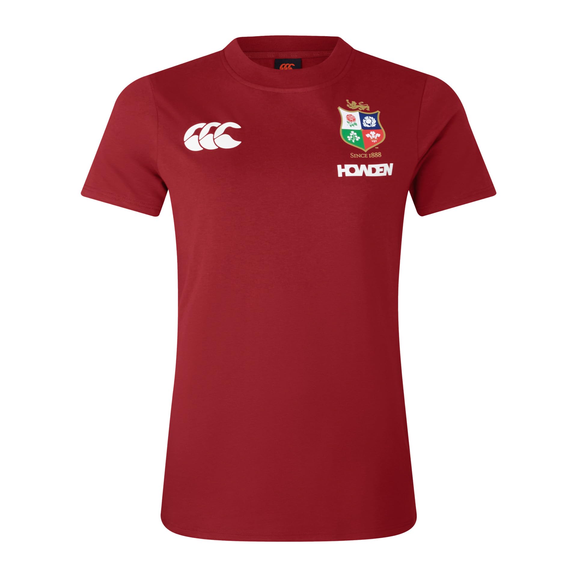 Canterbury Women's Official British & Irish Lions Cotton Rugby Jersey Tee | Organic Cotton T-Shirt, Red Dahlia, 8