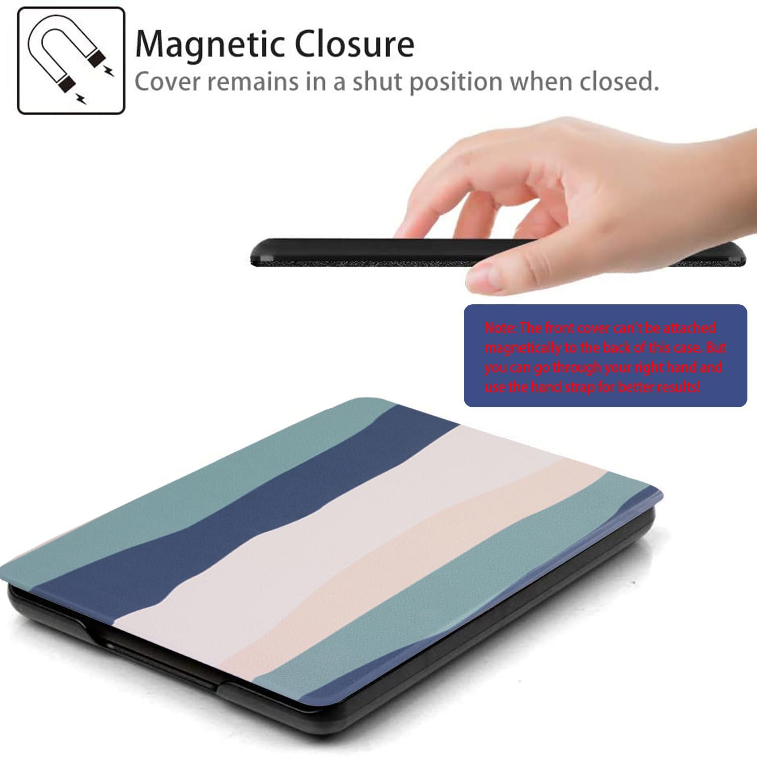 SCSVPN Case for Kindle Paperwhite 10th Generation 2018 with Hand Strap - Auto Sleep/Wake, Slim PU Leather Smart Protective Cover ONLY Fit 6'' Kindle Paperwhite Case Model NO. PQ94WIF, Colorful Blue