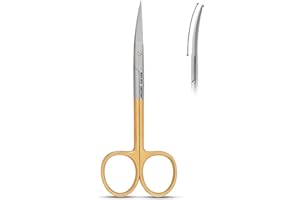 BOUJEE TRENDS TC Iris Micro Dissecting Scissors 4.5" CVD Super-Cut Fine Point Tungsten Carbide Inserts and Plasma Gold Rings Skin Tag Medical Surgical Gum Stitch Eye Dental Scissors Perfect for Doctors, Nurses