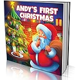 Personalized Soft Cover Story Book by Dinkleboo -"First Christmas" - for Kids Aged 0 to 8 Years Old - A Story About Your Chil