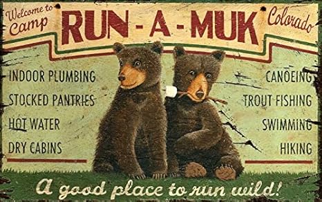 Amazon Com Red Wood Camp Run A Muk Sign Size 15x26 Home Kitchen
