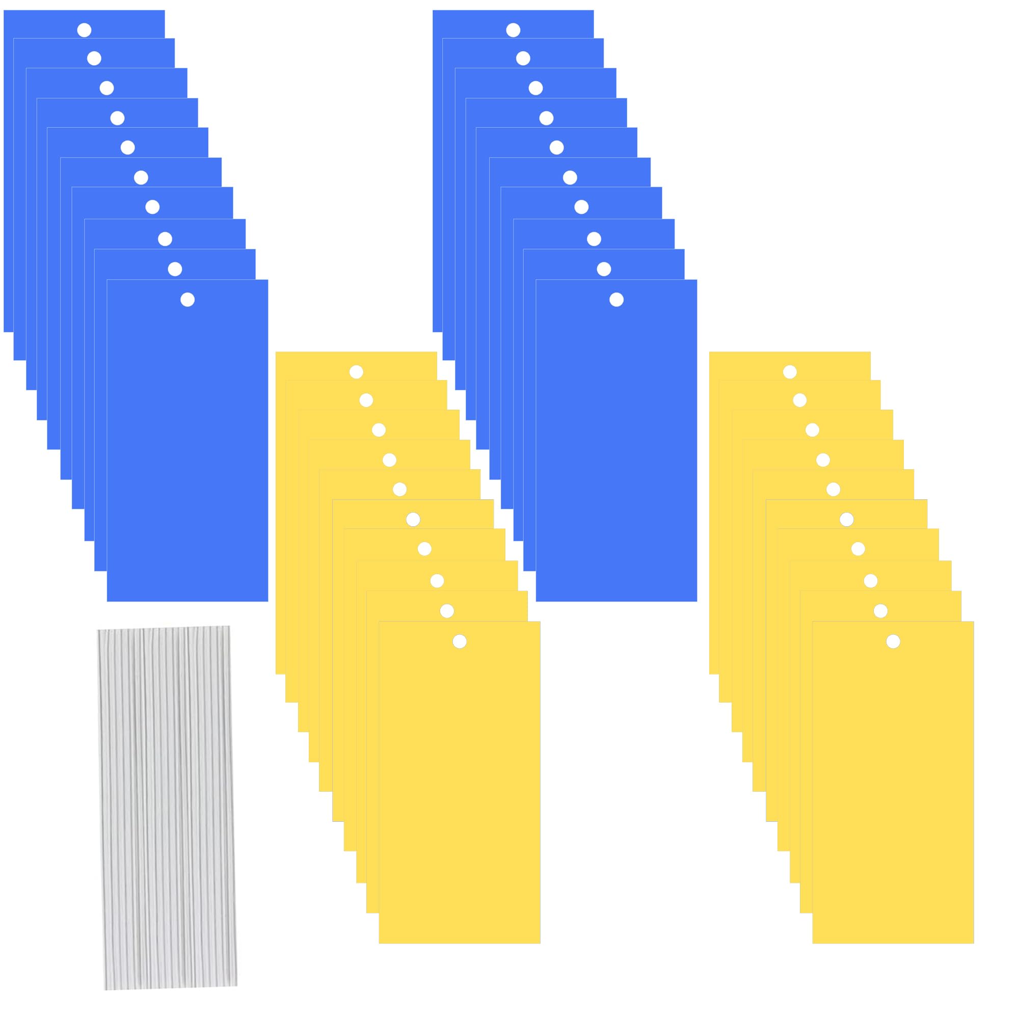 Cosymate 40 Pcs Yellow Blue Sticky Fly Traps Fly Paper Stickers Plant Fly Catchers Dual-sided Sticky Fly Traps with Twist Ties for Flying Plant Insects Pests