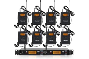 Tiwa in Ear Monitor System 2 Channel 8 Bodypack Monitoring with in Earphone Wireless for Musicians/Stage/Band/Guitar/Live Per