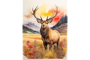 Amiiba Pre Printed Cross Stitch Kits for Adults, Elk Deer Animals 11ct Stamped Embroidery Kits 15.7×19.7 inch DIY Wall Art De
