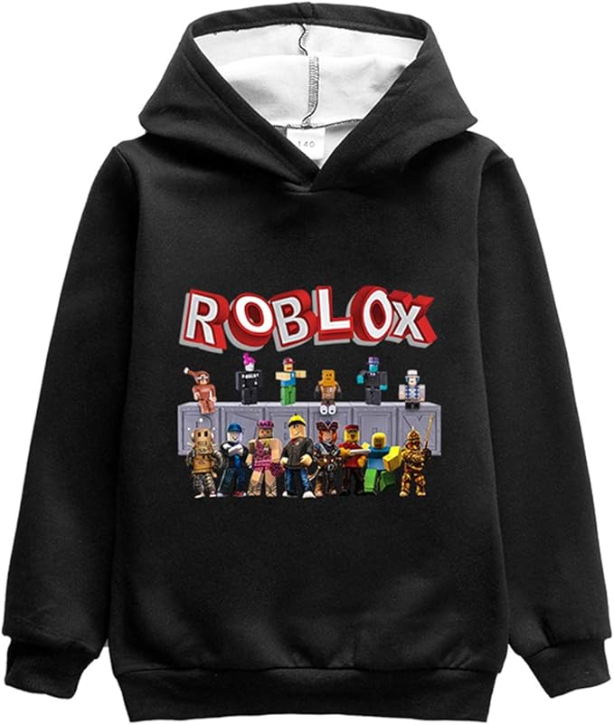 MINIDORA Boy's Game Roblox Graphic Warm Hoodies Cartoon Casual Pullover