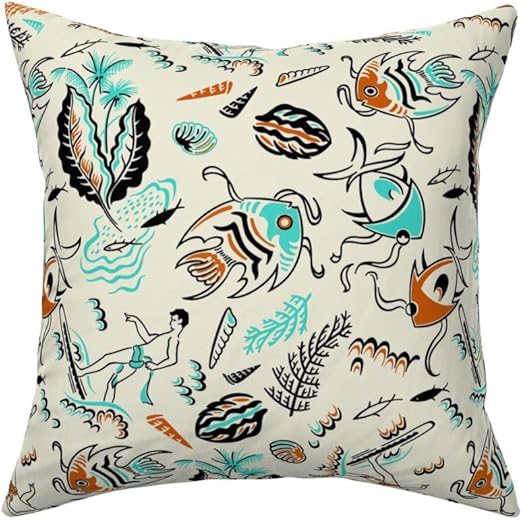 Amazon Com Roostery Throw Pillow Tiki Mid Century Modern Aloha