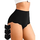 ASIMOON Seamless Underwear for Women No Show High Waisted Panties Tagless Wave Edge Full Coverage Ladies Briefs Multi Pack