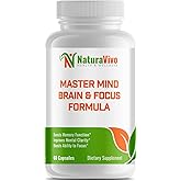 Master Mind Brain & Focus Formula - Nootropic Supplement for Improved Focus, Memory, and Clarity - DMEA - Energy Booster with Vitamins & Minerals - Made in USA, GMP Certified - 60 Capsules