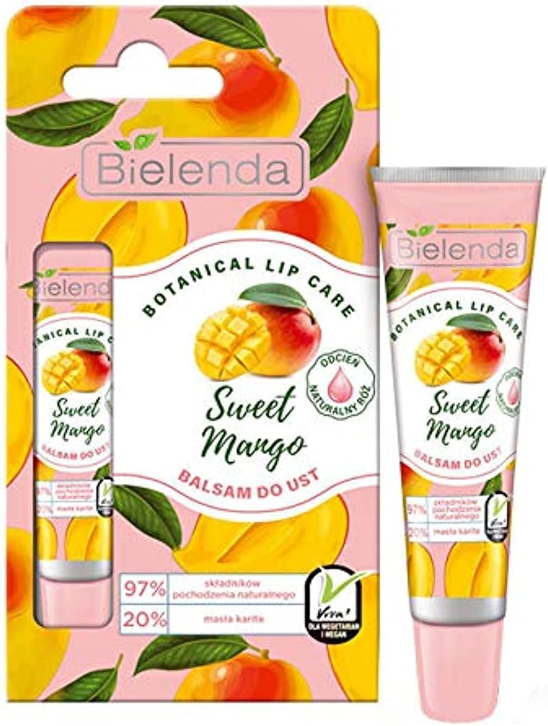 Bielenda Botanical Lip Balm 10g Sweet Mango Vegan Natural Pink Hydrating