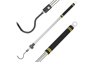 Gzlozak Snake Hook Heavy Duty, 35"-65" Snake Catcher Hook Collapsible Long Handled for Large Small Snake and Reptile Rattlesnakes Python Copperhead Removal Stainless Steel Handle