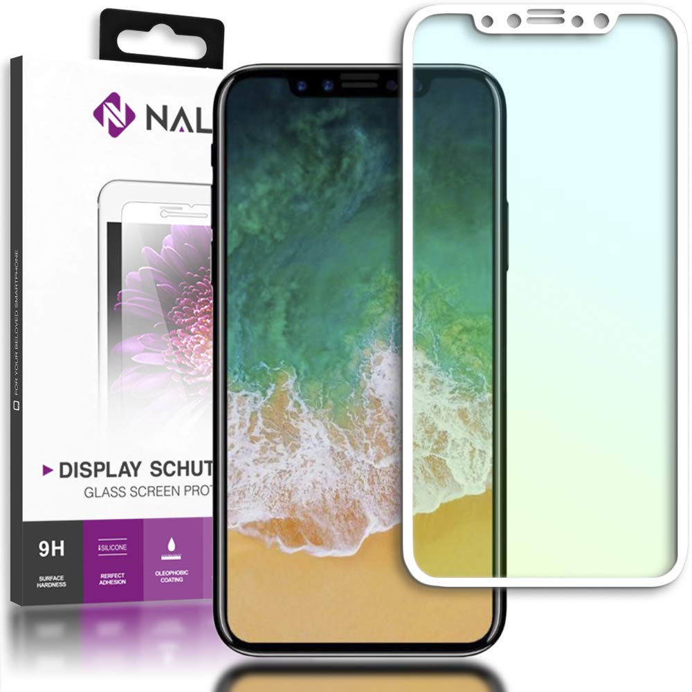 NALIA Screen Protector compatible with iPhone 11 Pro/iPhone X XS, 9H Full-Cover Tempered Glass Smart-Phone Protective Display Film, Durable LCD Protection Armor Shatter-Proof Front, Color:White