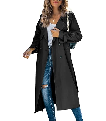 Amazon.com: Nkgra Womens Waterproof Trench Coat Double Breasted