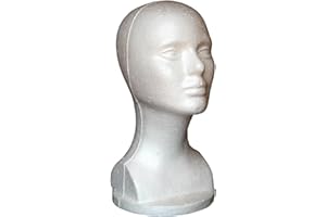Goodliest Female Mannequin Foam Head Wig Stand Model Styrofoam Head for Wig Hat Glasses Display (White2-Female)