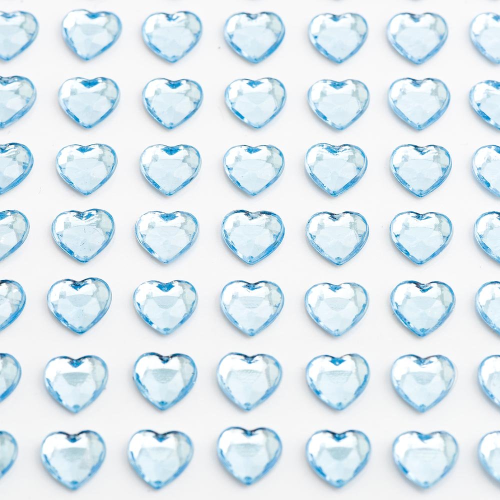 Italian Options - 6mm Pale Blue Heart Self Adhesive Stick on Gems (100 pcs)
