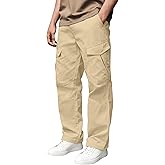 DOWMQ Mens Cargo Pants Elastic Waist Stretch Pants for Men Lightweight Quick-Dry Hiking Pants with Multi Pockets
