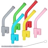 SHARE&CARE BPA Free Baby Silicone Straw Set (6 Pack) with a Cleaning Brush for Baby Self-Feeding Training