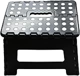 Armo Home Folding Stool Step Down Footstool Carry Handle Black view 2