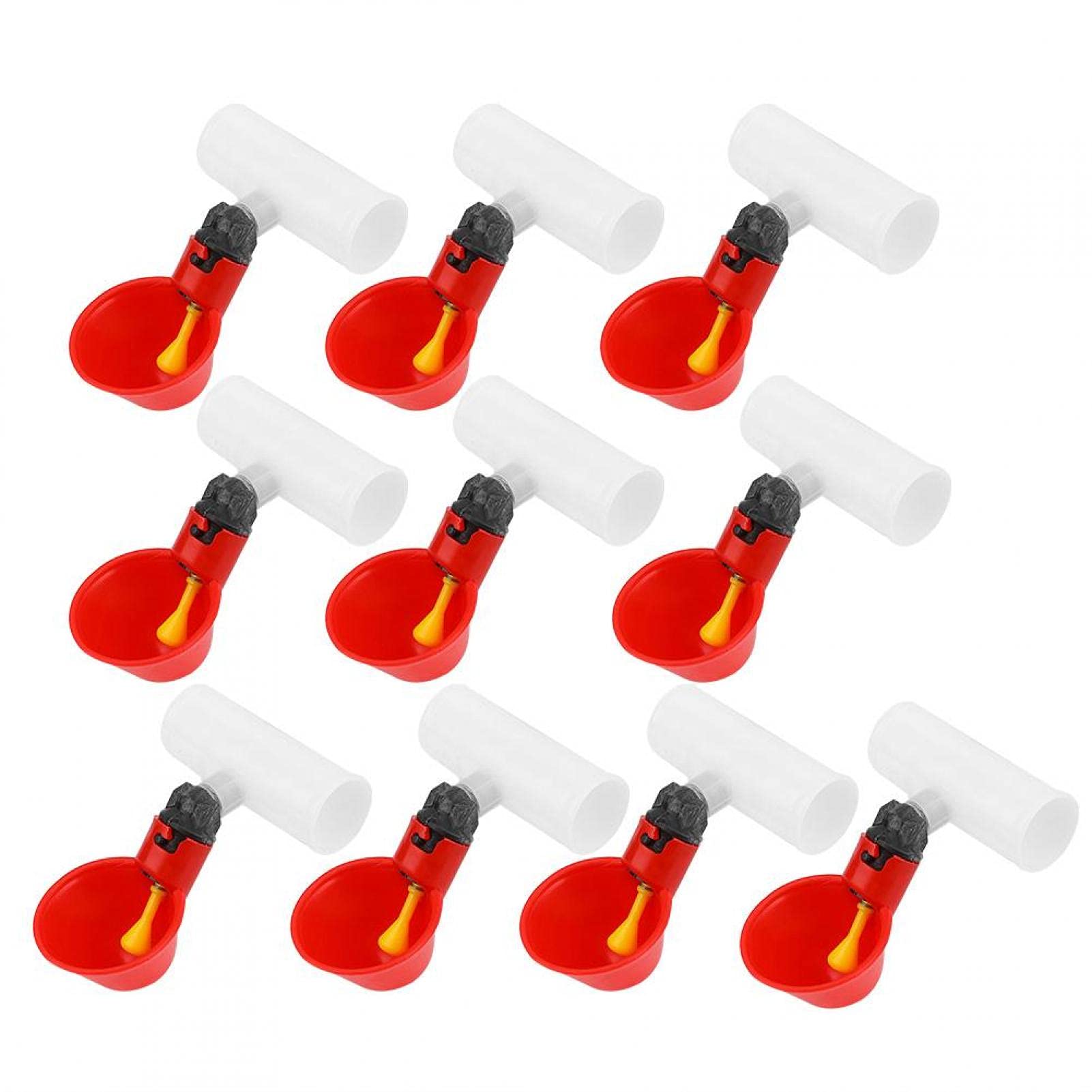 Automatic Chicken Drinker Cups 10Pcs Plastic Poultry Drinker Waterer Water Drinking Dispenser Cups Bowls for Bird Duck Quail Pigeon Hen Livestock (A)