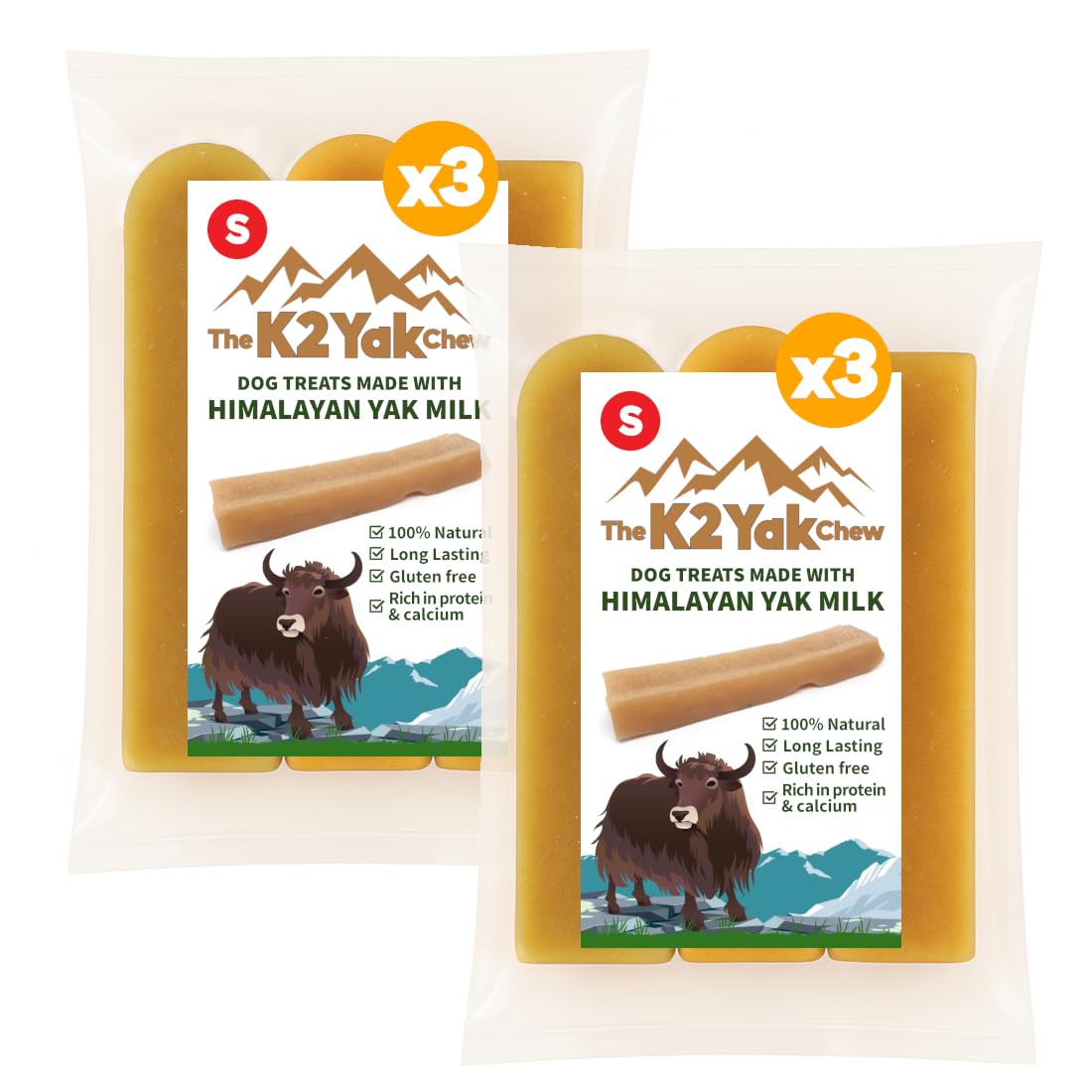 K2 Yak Chews Original Himalayan Dog Treat – 100% Natural Yak Milk Chew, Classic Long Lasting Dental Stick for Puppies & Small Dogs, Vegetarian, Gluten & Grain Free (30–40g, Pack of 6)