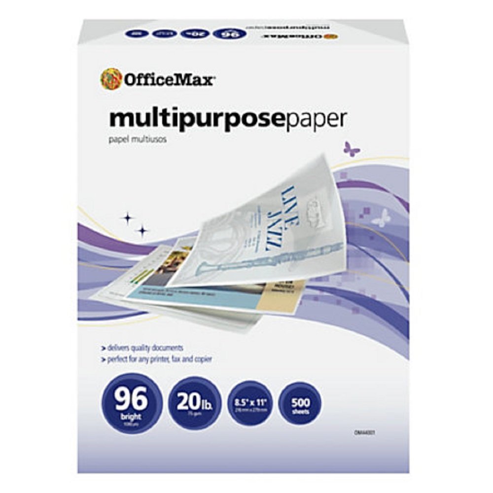 OfficeMax Multipurpose Paper, 96 Bright, 500 Sheets/Ream