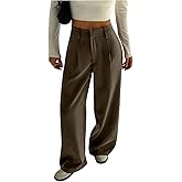 GORGLITTER Women's Low Rise Trousers Dress Pants Casual Dressy Pleated Wide Leg Business Work Slacks Pants