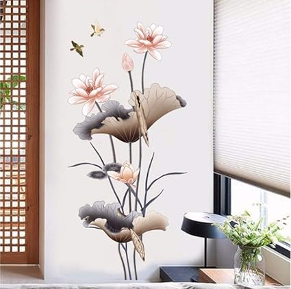 Vandelkt Nénuphar Sticker Mural Belle Fleur Lotus Home Decor