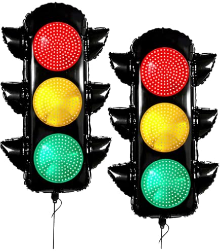 Inflatable Traffic Light Cones Tires Balloons Race Car Wheels Racecar Transportation Themed Balloons Decor Two 2 Fast 2 Curious First Lap Around Trac