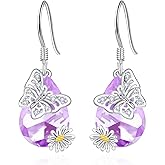 Starfish/Lotus/Butterfly/Bee Dangle Earrings Sterling Silver Teardrop Crystal Animal Plant Hook Earrings for Women