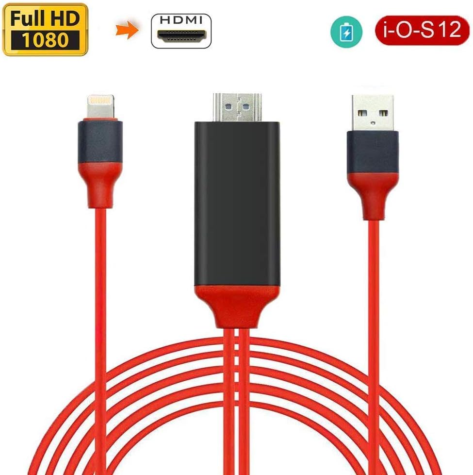 HDMI Adapter Compatible with Phone, HDMI Adapter Cable for Phone to TV, HDMI Digital AV Adapter 1080P HDTV Cord Converter Compatible with iPhone XS/XSmax/XR/X/8/7/6/plus(Red)