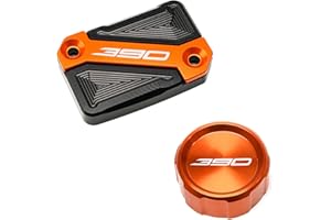 ZEXDDI Fit For K-T-M 390 Adventure 250 ADV DU-KE 390 Duk 125 200 250 2013-2023 RC 125 200 250 390 CNC Motorcycle Rear and Front Brake Fluid Reservoir Cover Cap (Orange)