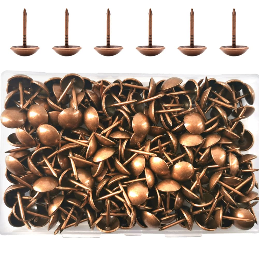 Ruidee 200 PCS Antique Upholstery Tacks,Upholstery Tacks Pins,Furniture Decorative Thumbtacks,Tacks Thumb Tacks Push Pins (STD/Red bronze)