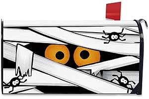 FBCOO Halloween Mummy Mailbox Cover Magnetic Standard Size 20.5" x 18", Spooky Eyes Spider Decorative Post Letter Box Wrap Decor, Funny Garden Yard Outdoor Decoration
