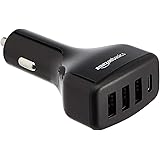 Amazon Basics USB-C Car Charger with 18W USB-C Port and Three 12W USB-A Ports