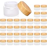 32 Pcs Glass Cosmetic Containers 5 Grams Round Frosted Cosmetic Jars with Leak proof lids Empty glass sample Jars Scrub Balm Lotions Sample Containers for Makeup Lotion Lip Balm Eye Cream