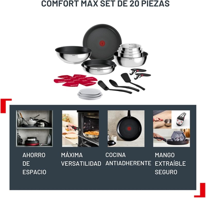 Ingenio Comfort Max - Conjunto de 8 Peças + 12 Acc, Aço Inoxidável