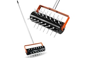 Failenfeivp Rolling Lawn Aerator Tool Heavy Duty Manual Push Aerator Lawn Tool with 42 Spikes Lawn Aerator Spike Tool for Maintaining Garden Yard Soil Health