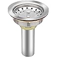 Uni-Green Kitchen Sink Drain Kit for Standard 3-1/2 inch Drain - Fit 1-1/2 inch Pipe - Stainless Steel Basket with Knob - Rubber Stopper Bottom - 3.5" Kitchen Sink drain Strainer Replacement Kit