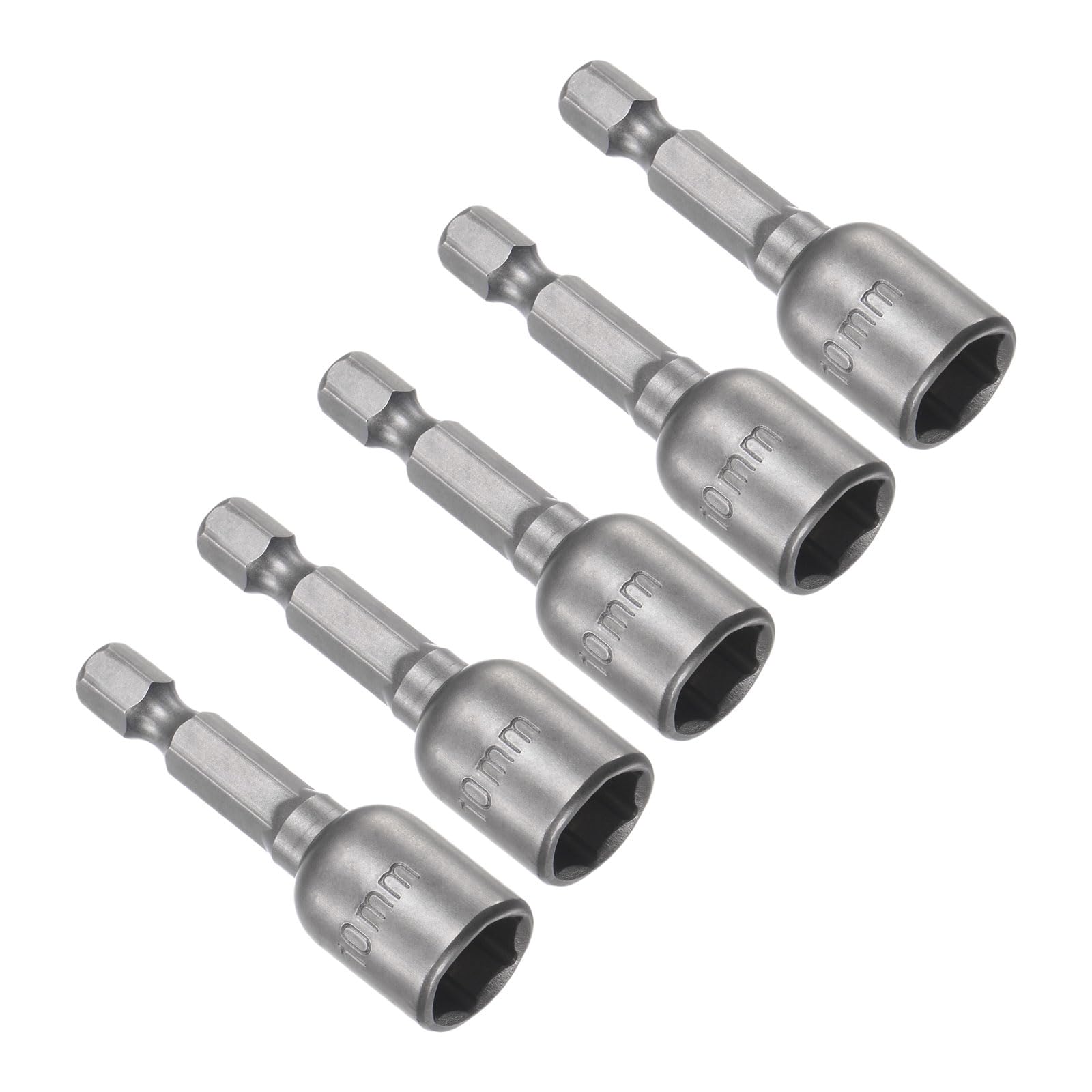 CoCud Quick-Change Nut Setter Driver Bit, 10mm Metric 48mm Length 1/4" Shank, CR-V Magnetic Straight Shank Setter Drill Bits - (Applications: for Auto Repair) - 5pieces