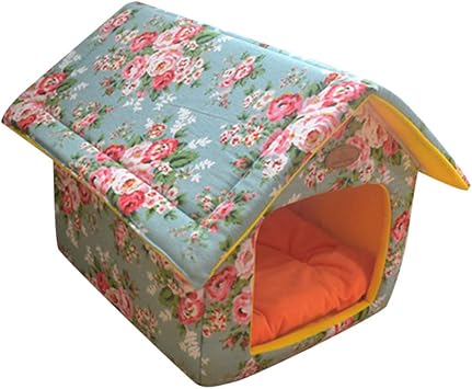 Amazon ポータブル屋内ペットベッド犬小屋ソフトで暖かい猫と犬の甘い部屋寝床 キャットベッド 小型犬 ペットソファ 犬猫兼用 室内用 寒さ対策 保温防寒 猫犬小動物用 室内用厚み 暖かい 冬寒さ対策 ペット用品 ペットベッド クッション マット マルチカバー 通販