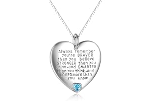 YFN Sterling Silver Always Remember You are Braver Than You Believe Jewelry Pendant Necklace Inspirational Gifts