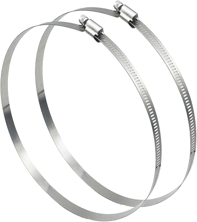 EesTeck 2Pcs 289-311mm Stainless Steel Hose Clamps 304 Duct Clips