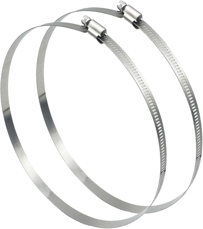 EesTeck 2Pcs 289-311mm Stainless Steel Hose Clamps 304 Duct Clips