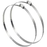 EesTeck 2Pcs 12"(Diameter) Adjustable 304 Stainless Steel Duct Clamps Hose Clamp Pipe Clamp Air Ducting Clamp worm drive hose clamps (289mm-311mm)