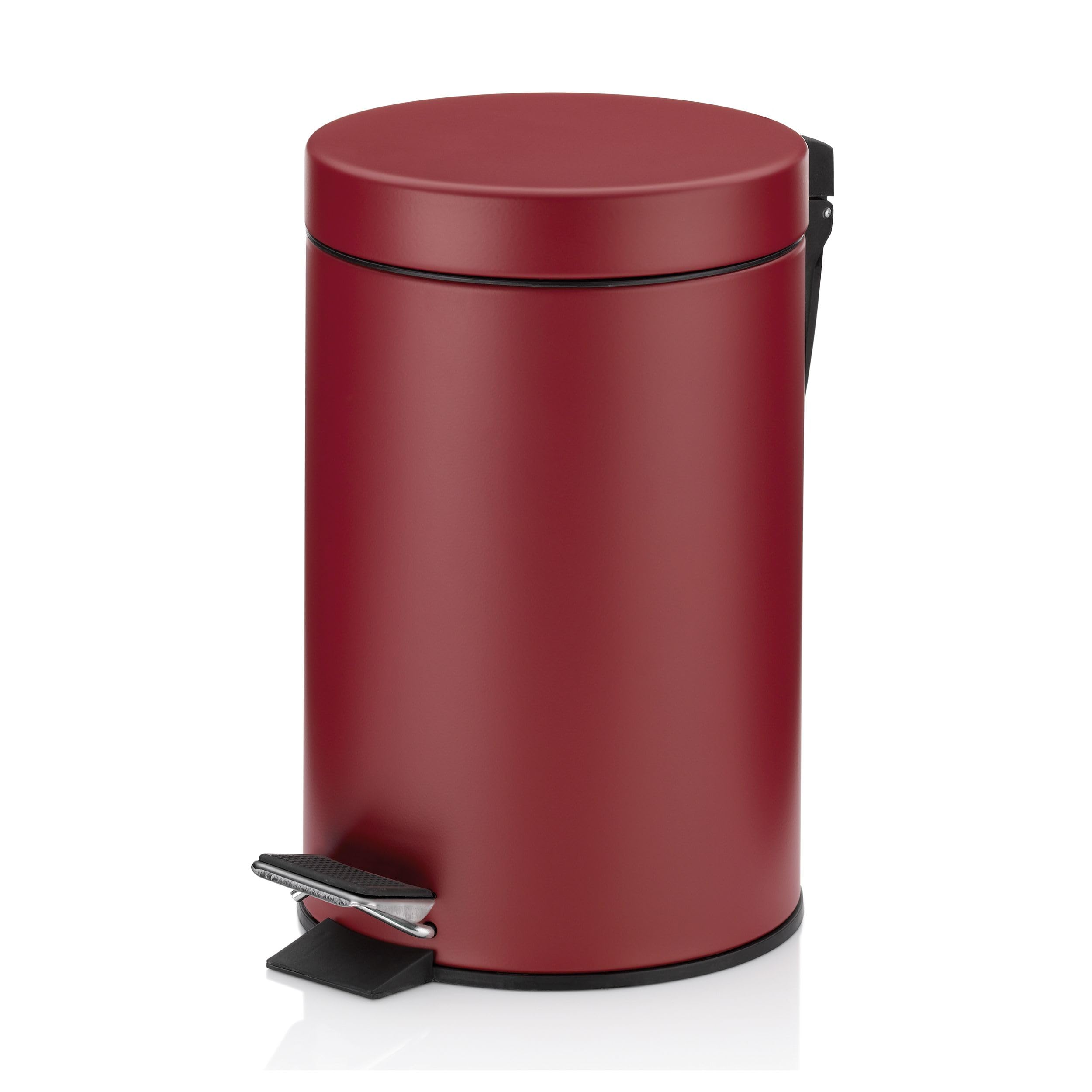 Kela cosmetic bin red 3l, metal pedal bin bathroom, bathroom waste bin with inner bin and carrying handle, MONACO, raspberry red matt