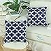 CaliTime Pack of 2 Soft Canvas Throw Pillow Covers Cases for Couch Sofa Home Decor Modern Quatrefoil Accent Geometric 18 X 18 Inches Navy Blue