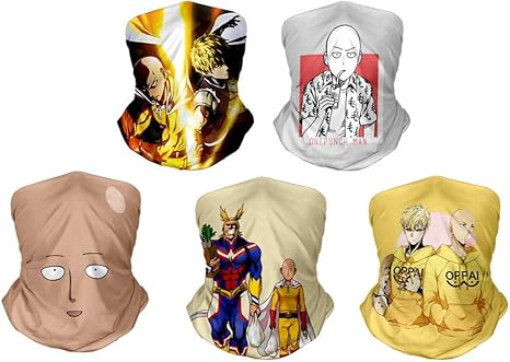 Amoma Unisex Anime One Punch Man Printed Half Face Magic Scarf Manga Saitama Seamless Neck Gaiter One Size 5 Pack01 At Amazon Men S Clothing Store