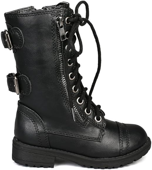 girls black military boots