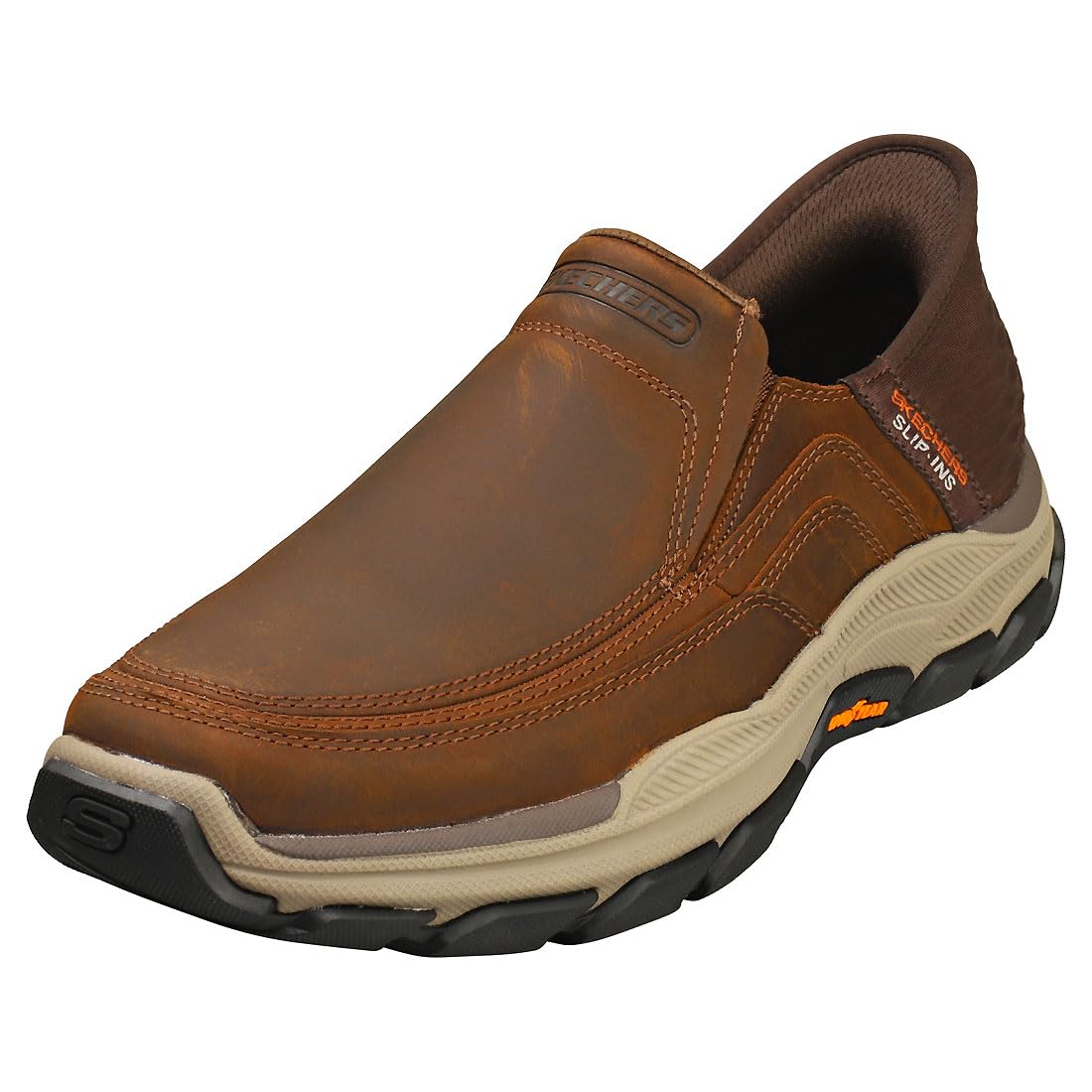 Skechers Men's Respected - Elgin Hands Free Slip-in Men's Casual, Brown, 8, Medium, US Image